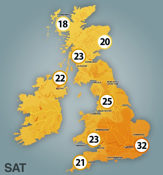 Heatwave map Saturday.