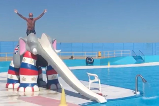 Trevor Robinson atop the elephant slide at The Strand Leisure Park in Gillingham. Release date June 19 2025. A fuming pensioner says he will "pay any money" to get his beloved 20ft-long elephant slide back - after a council confiscated it. The decades-old fibreglass play equipment was taken away from Trevor Robinson's home after complaints from neighbours, he claims. The 71-year-old had the 8ft tall slide delivered after spotting sub-contractors preparing to remove it from a nearby leisure park in Gillingham, Kent two months ago. Trevor, who lives in the suburb of Twydall, had initially planned to create a pond in his back garden for the slide - named Ellie - so children in the neighbourhood could use it.