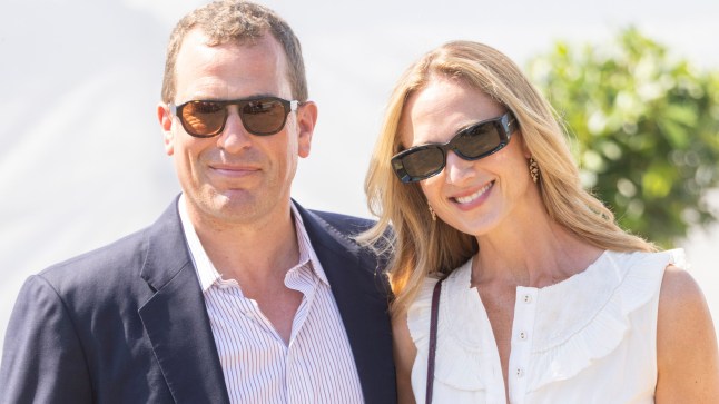 Peter Phillips and Harriet Sperling attend The Royal Charity Polo Cup 2025 at Guards Polo Club on July 11, 2025 in Egham, England.