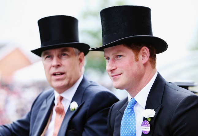 Prince Andrew, Duke of York and Prince Harry during the Royal Procession day three of Royal Ascot